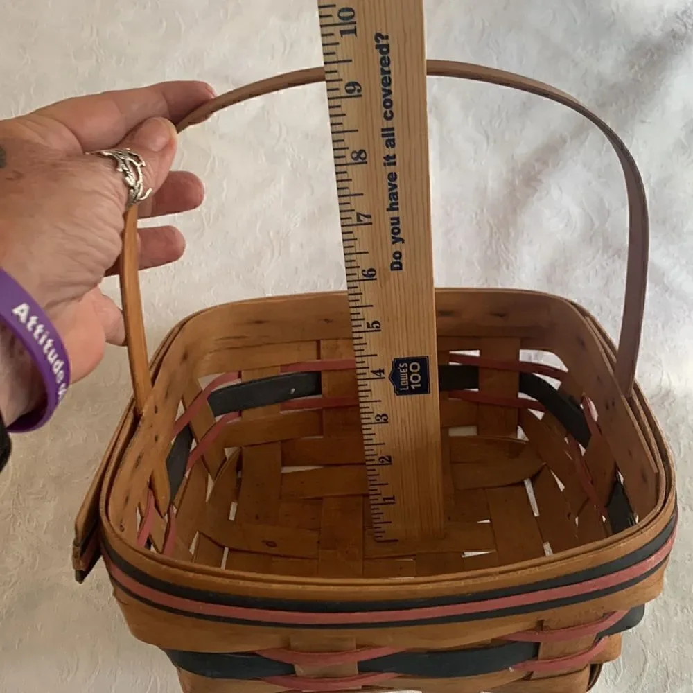 Basket w/Handle Henn Workshops Woven Wooden Hand Crafted Vintage